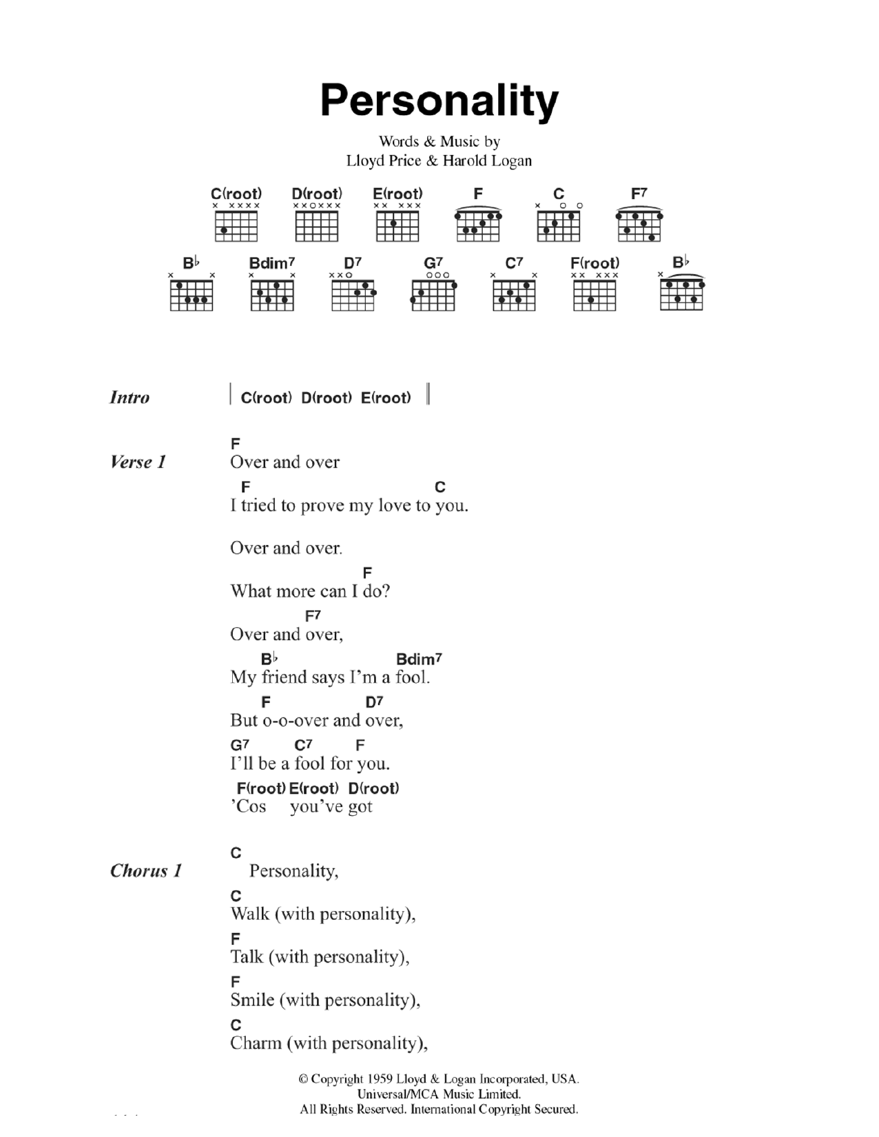 Produktgalerie: Seite 1 von 1 (You've Got) Personality, Lloyd Price, Gitarre