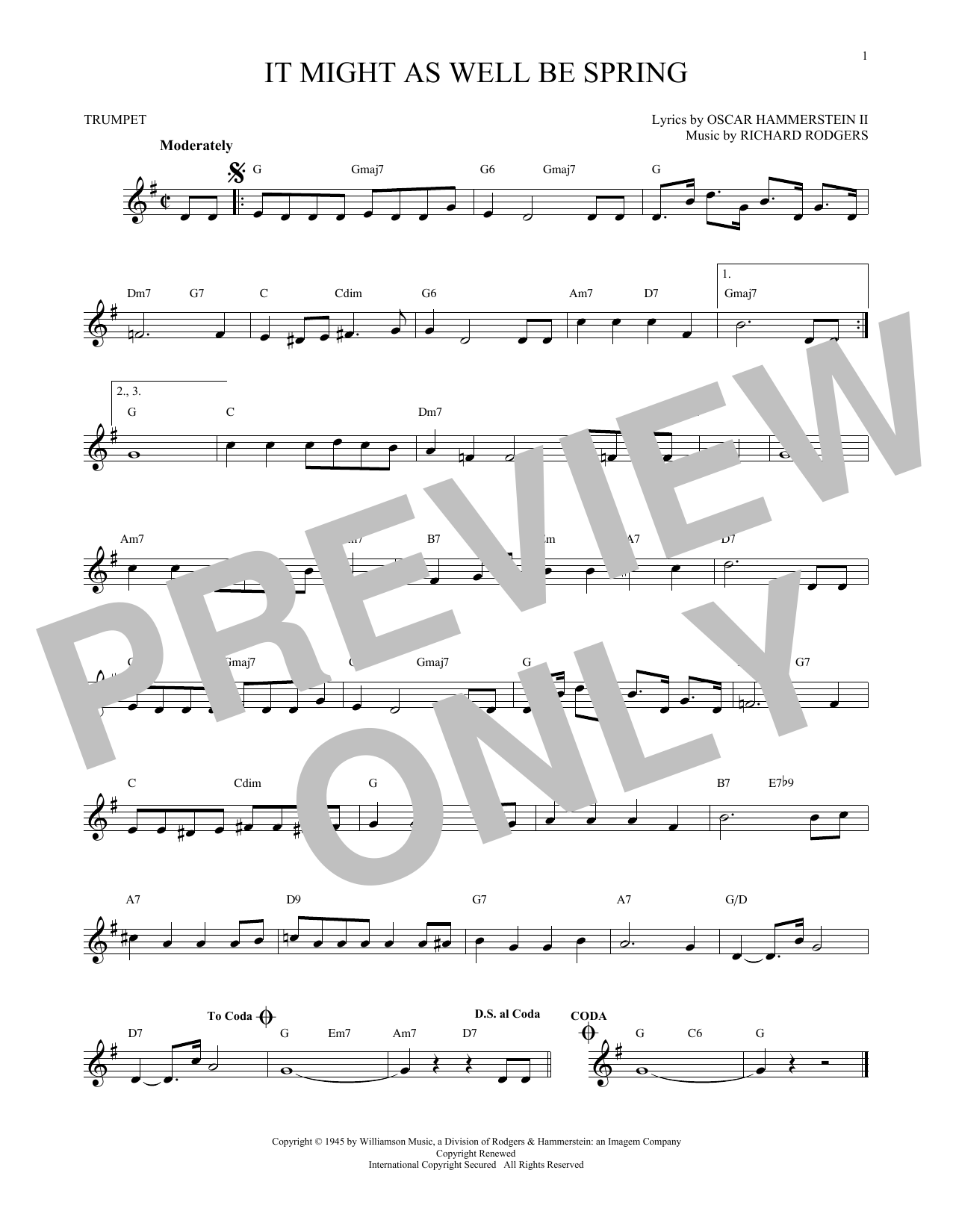 Produktgalerie: Seite 1 von 1 It Might As Well Be Spring, Rodgers & Hammerstein, Trompete