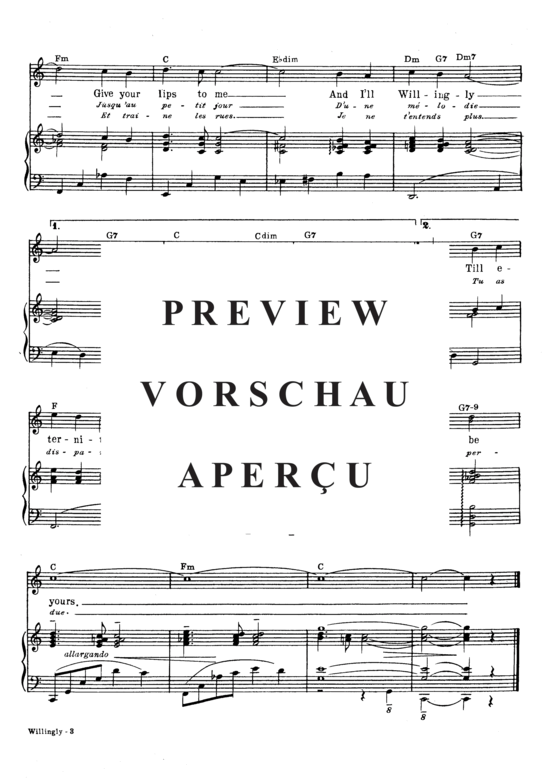 Produktgalerie: Seite 5 von 8 Willingly (M&eacute lodie Perdue) , Popular Standard, (Klavier und Gesang)