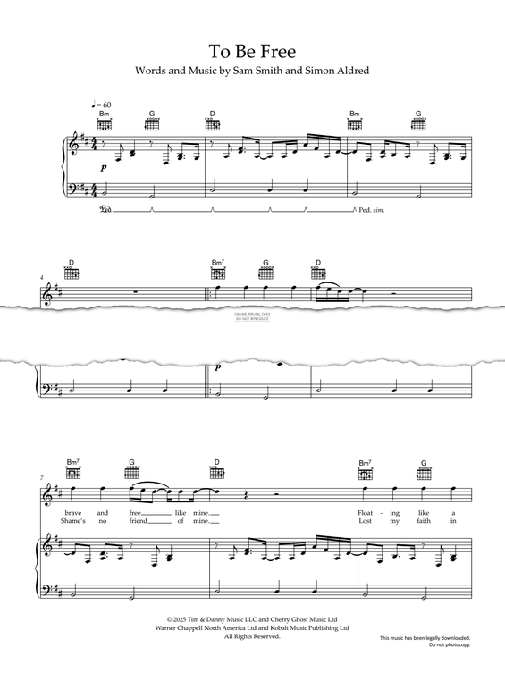 Produktgalerie: Seite 1 von 1 To Be Free, Sam Smith, Gesang, Gitarre, Klavier