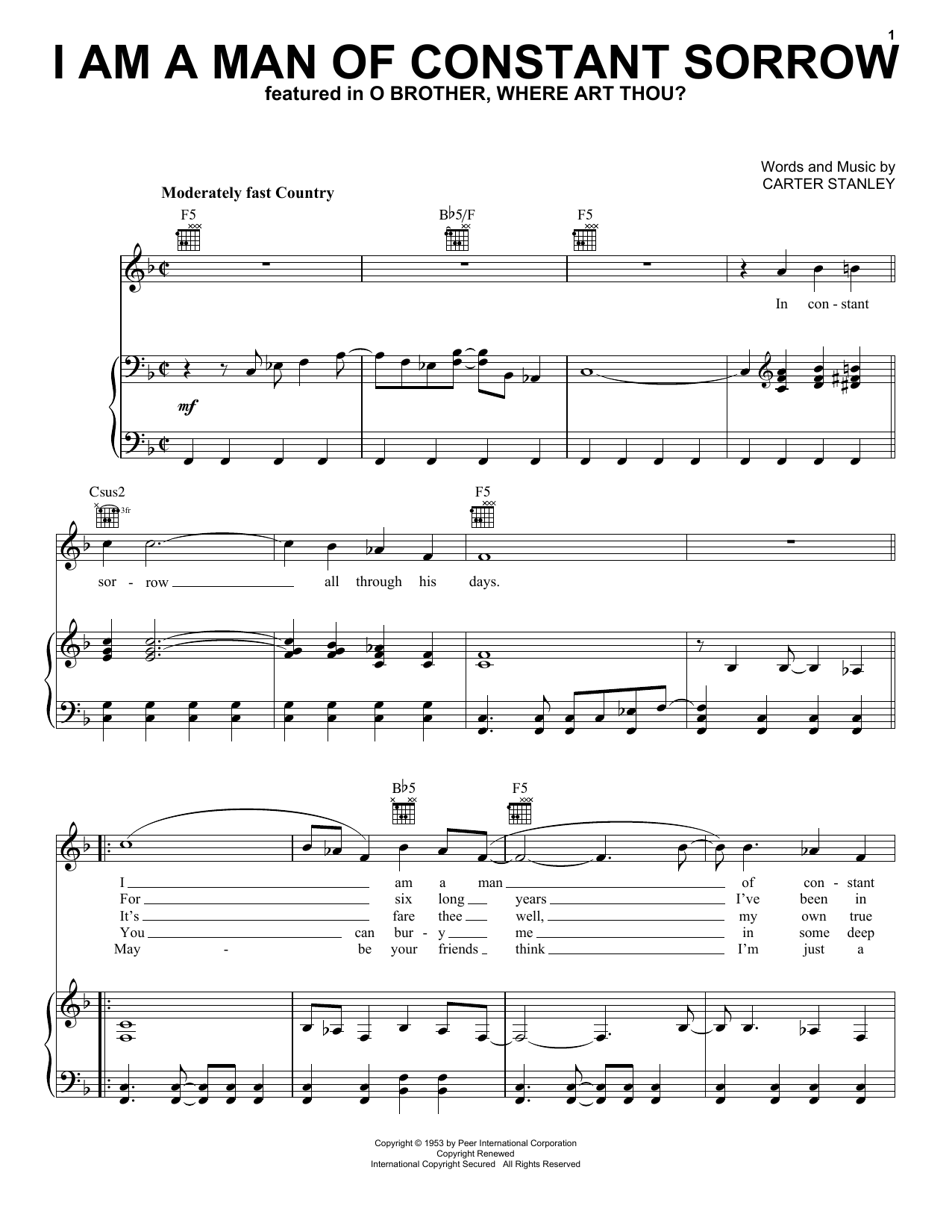 Produktgalerie: Seite 1 von 1 I Am A Man Of Constant Sorrow, The Soggy Bottom Boys, Gesang, Gitarre, Klavier