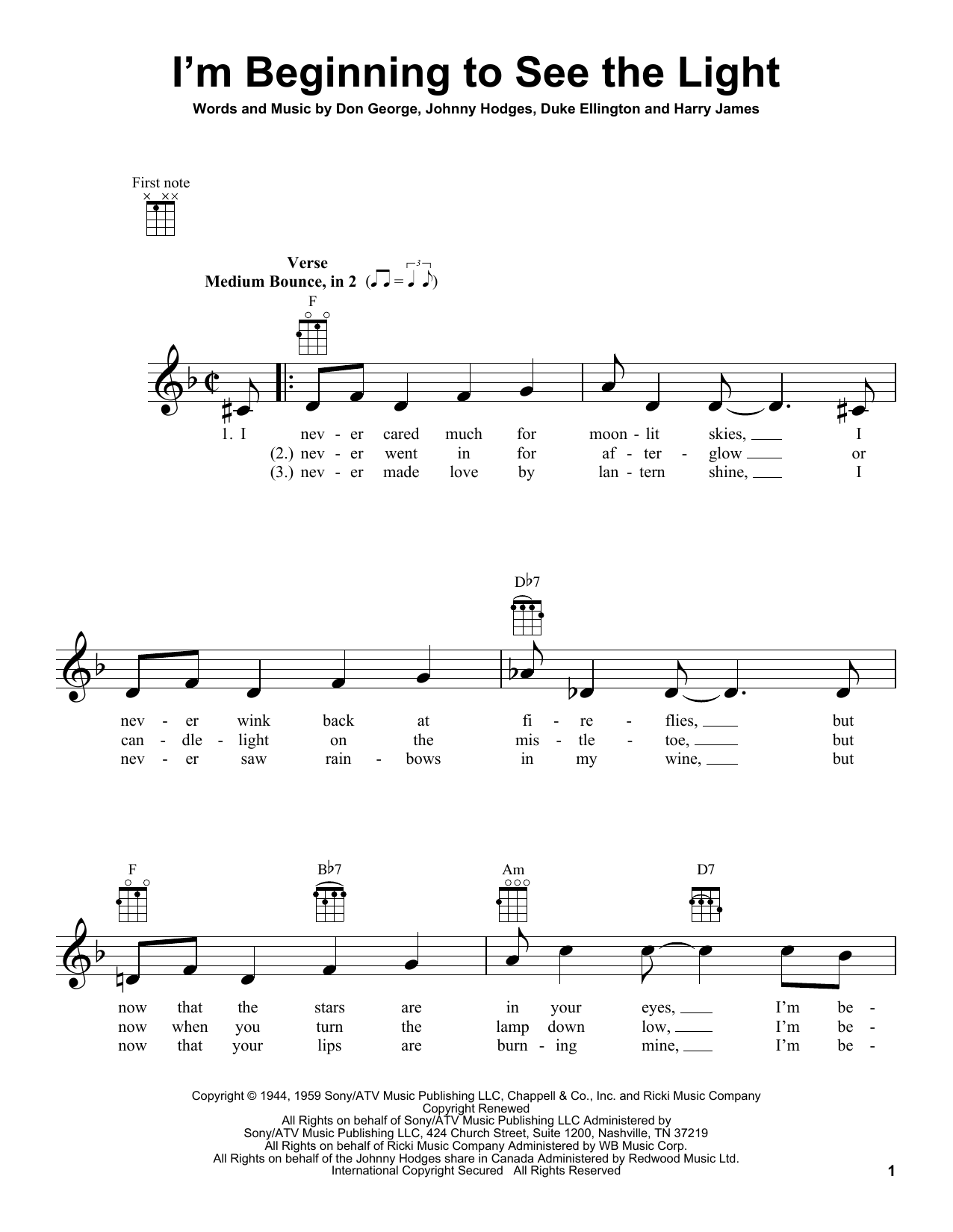 Product gallery: Page 1 of 1 I'm Beginning To See The Light, Duke Ellington