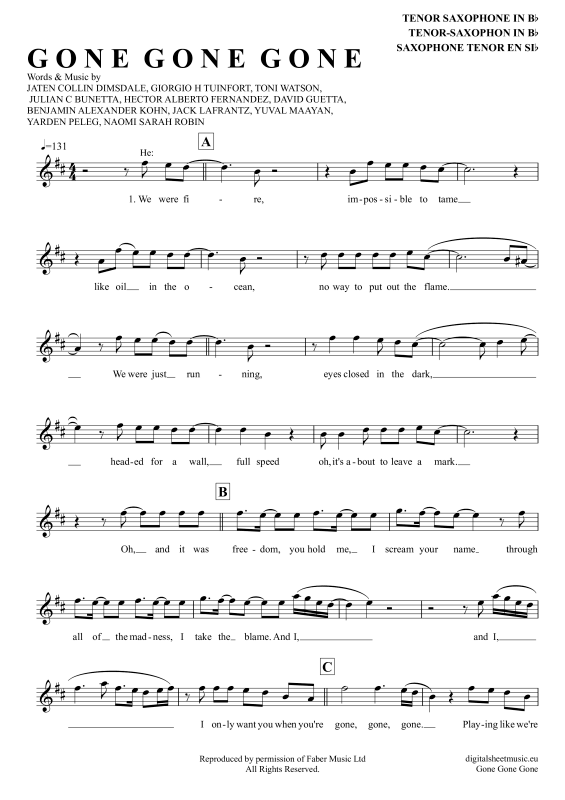 Produktbild zu: Gone Gone GoneDavid Guetta, Teddy Swims, Tones And I