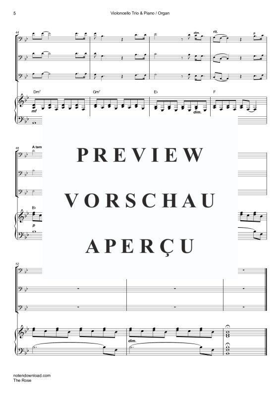 Product gallery: Page 8 of 11 The Rose, Midler, Bette, Trio For 3 Cellos and Piano/Organ
