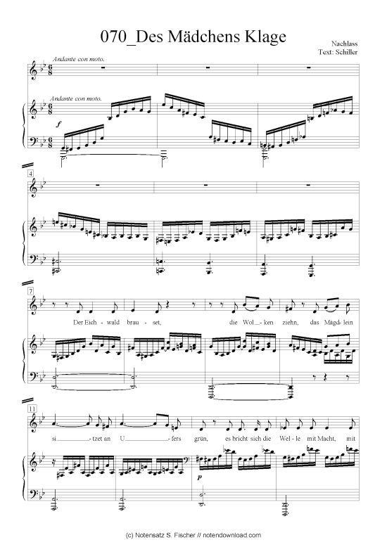 Product picture to: Des Mädchens Klage Felix Mendelssohn Bartholdy (1809-1947)