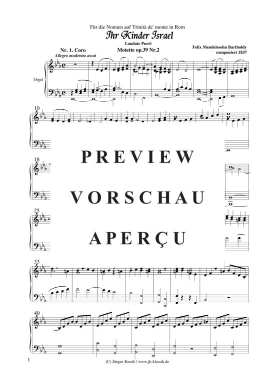 gallery: Ihr Kinder Israel (Laudate Pueri) , ,  Motette op.39.2 (Orgel + Gesang SSA)