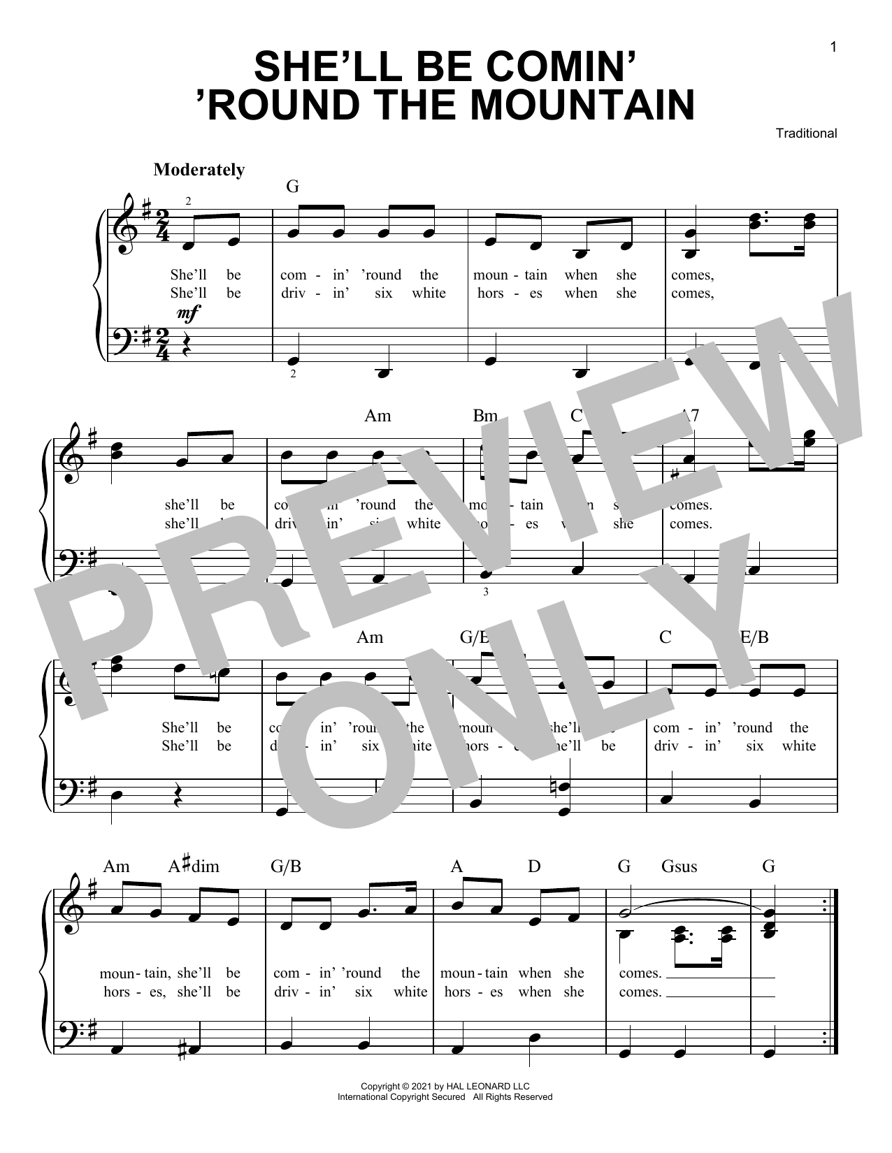 Produktgalerie: Seite 1 von 1 She'll Be Comin' 'Round The Mountain, Traditional, Klavier