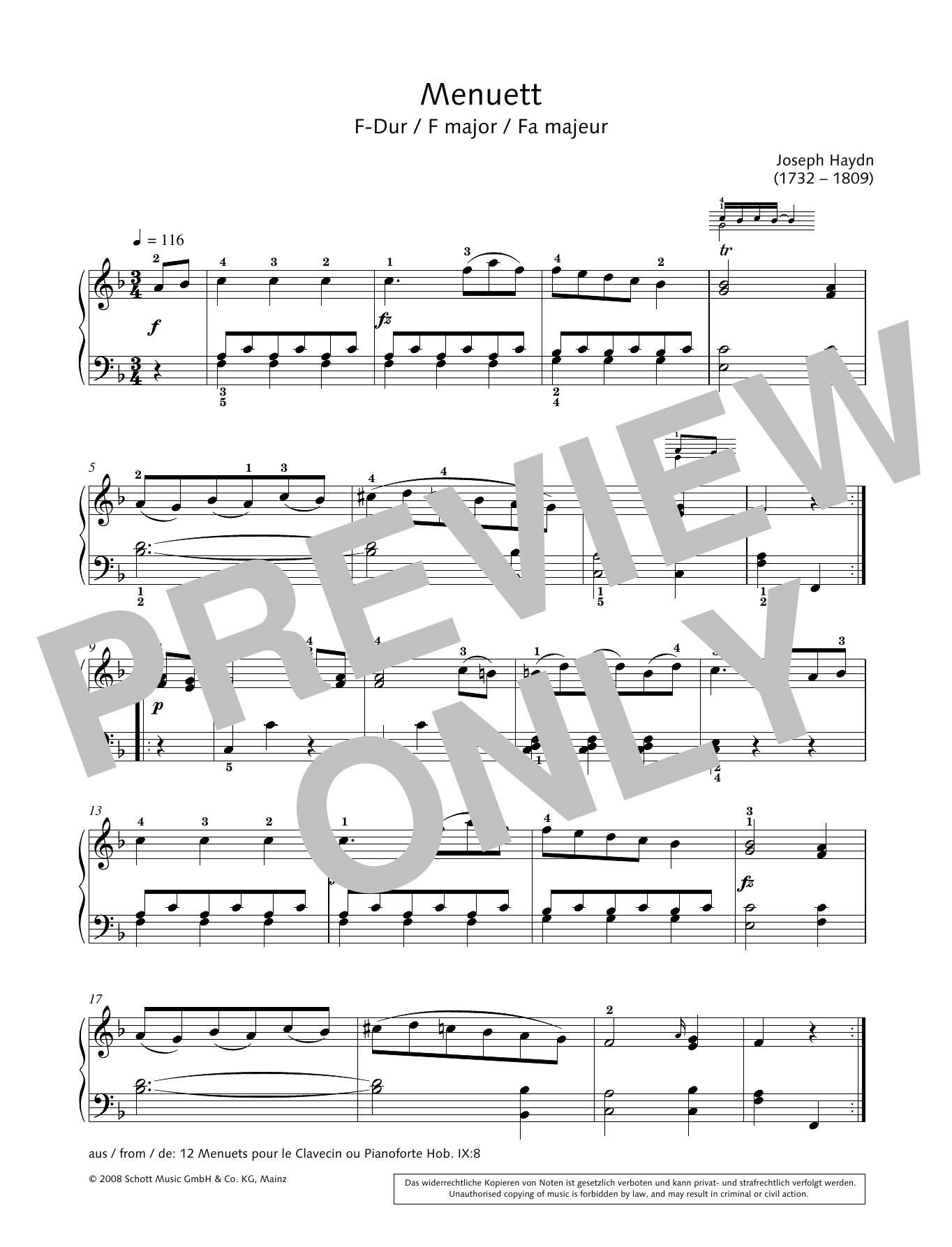 Product gallery: Page 1 of 1 Minuet in F major, Hans-Gunter Heumann