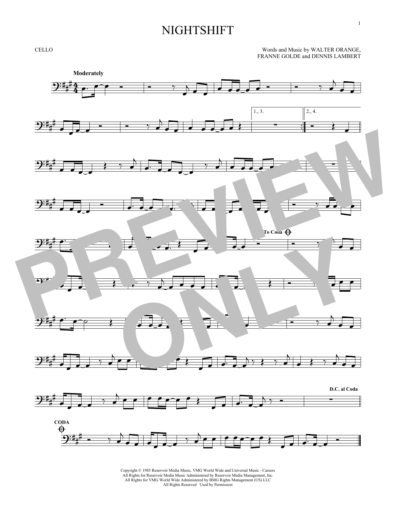 Produktgalerie: Seite 1 von 1 Nightshift, Commodores, Violoncello