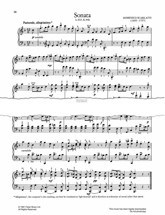 Produktgalerie: Seite 1 von 1 Sonata L.433, K.446, Domenico Scarlatti, Klavier