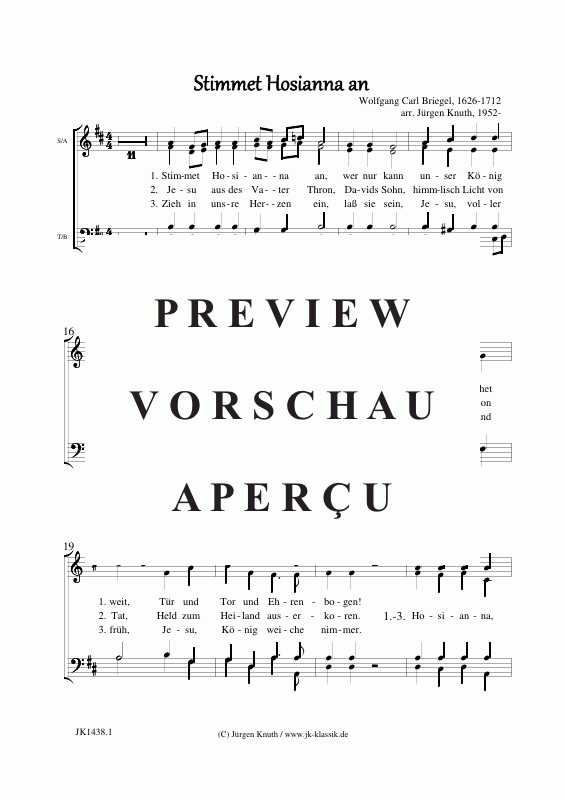 Product gallery: Page 6 of 8 Stimmet Hosianna an , , (choir, 2x violins + organ-BC)