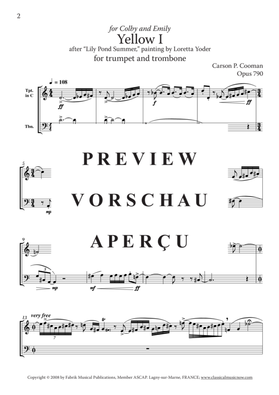 Produktgalerie: Seite 3 von 5 Yellow I , , (Blechbläser Duett für Trompete in C + Posaune)