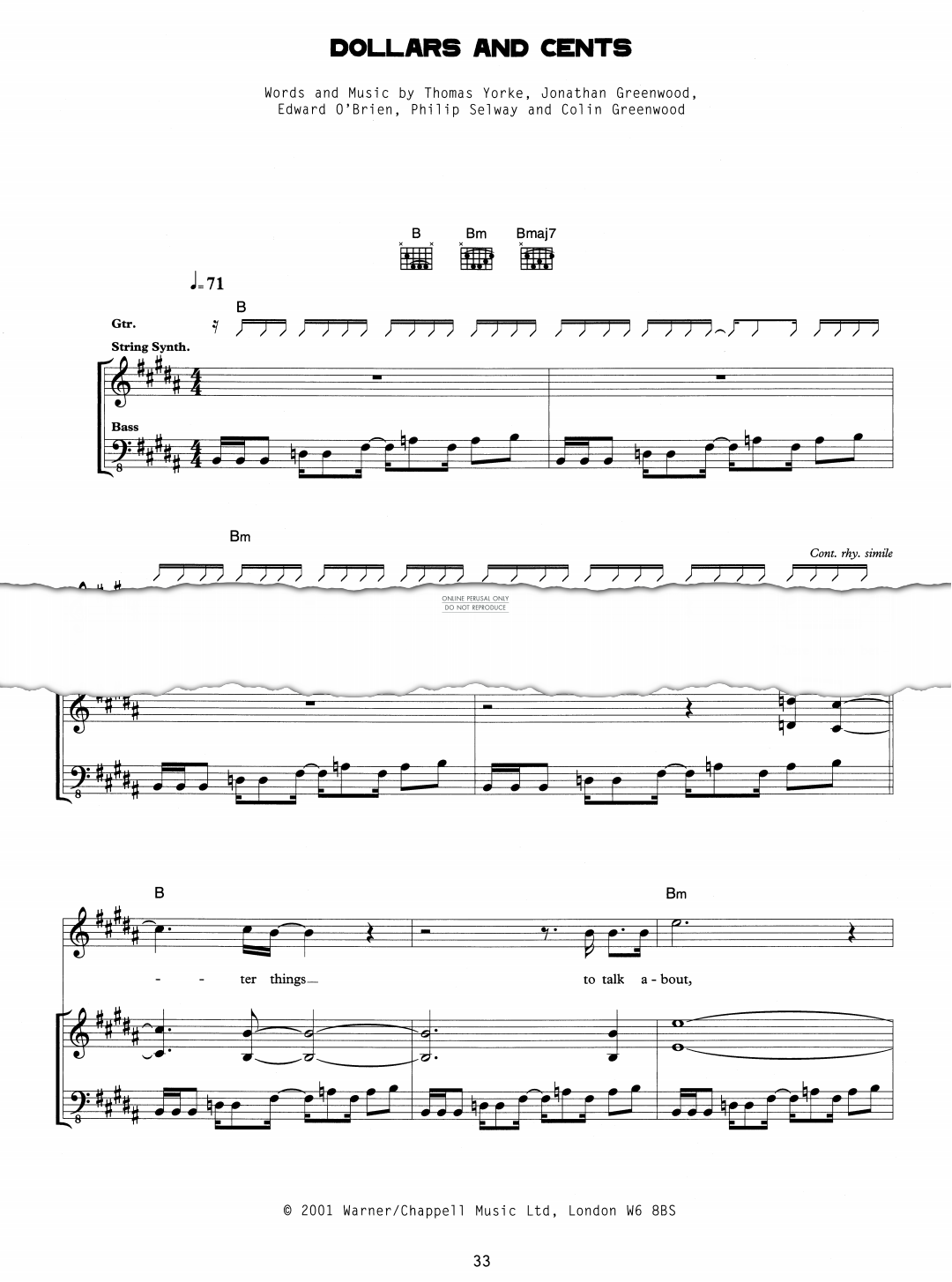 Produktgalerie: Seite 1 von 1 Dollars And Cents, Radiohead, Gesang, Gitarre