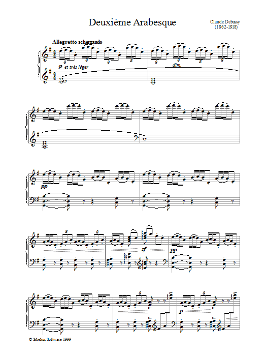 Product gallery: Page 1 of 1 Deuxieme Arabesque, Claude Debussy