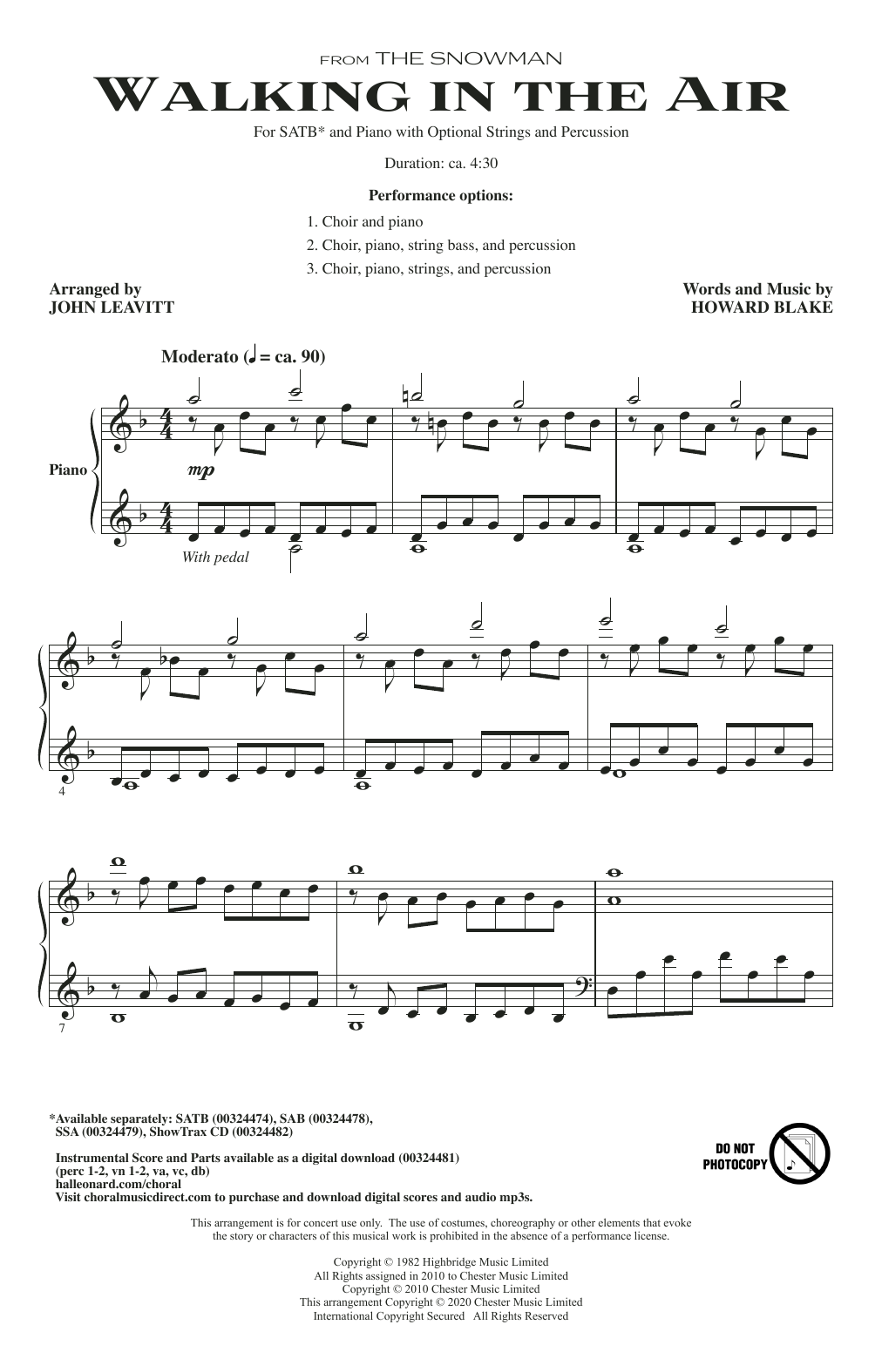 Produktbild zu: Walking In The Air (from The Snowman) (arr. John Leavitt)
