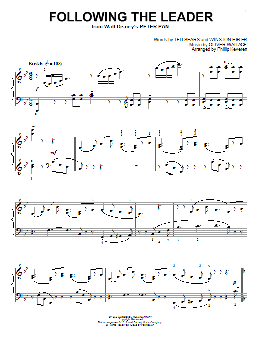 Product gallery: Page 1 of 1 Following The Leader [Classical version] (from Peter Pan) (arr. Phillip Keveren), Oliver Wallace