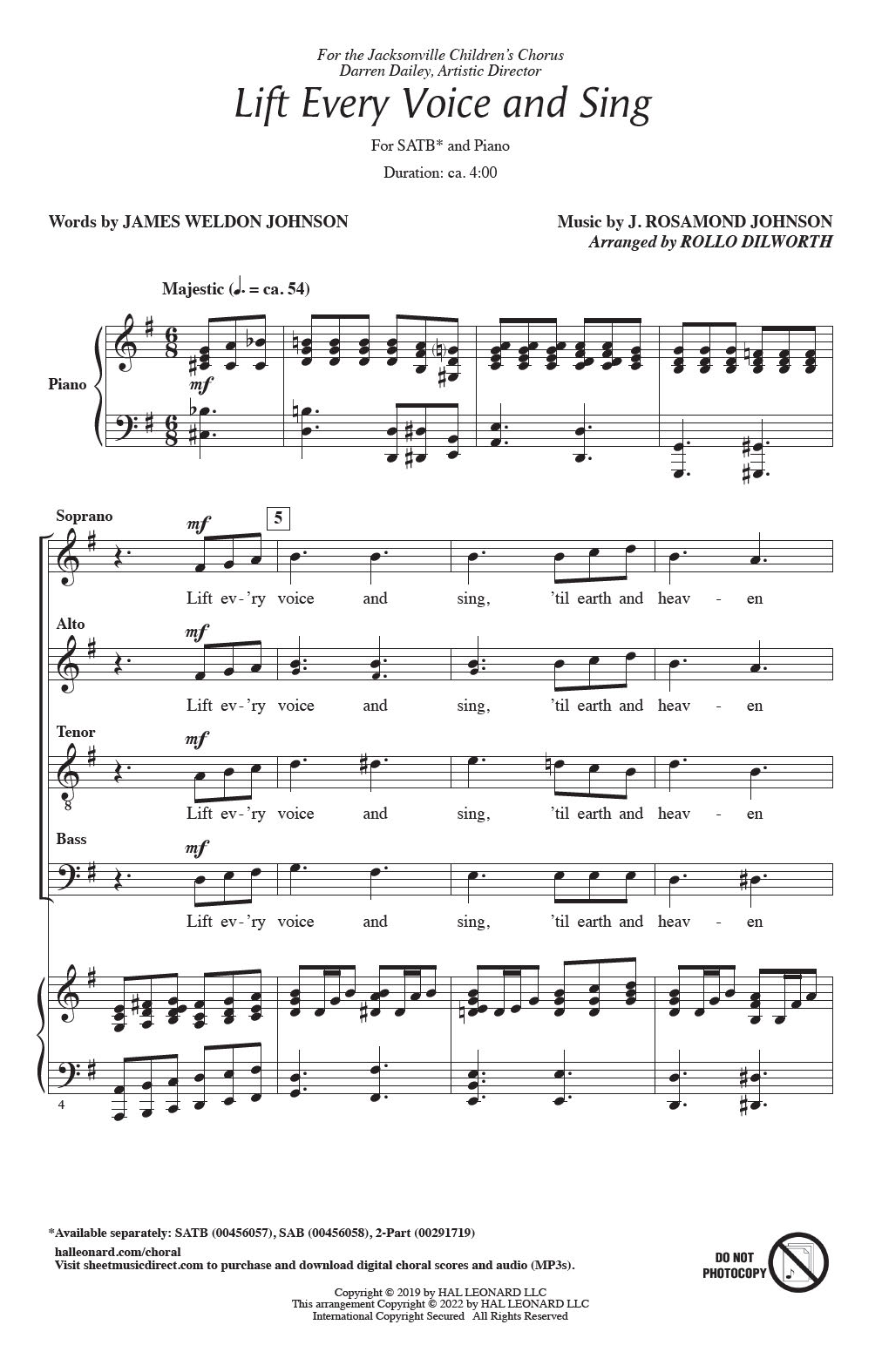 Produktbild zu: Lift Every Voice And Sing (arr. Rollo Dilworth)