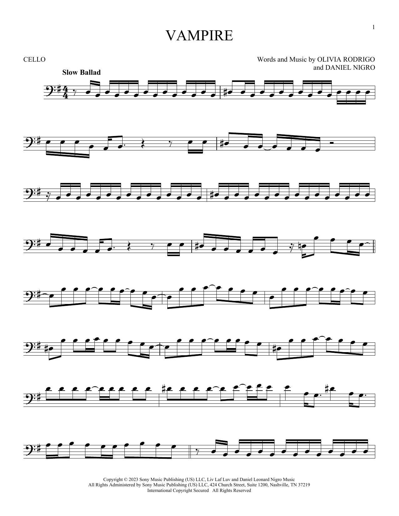 Produktgalerie: Seite 1 von 1 vampire, Olivia Rodrigo, Violoncello