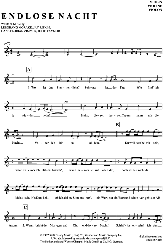 Product picture to: Endlose Nacht König der Löwen (Musical)