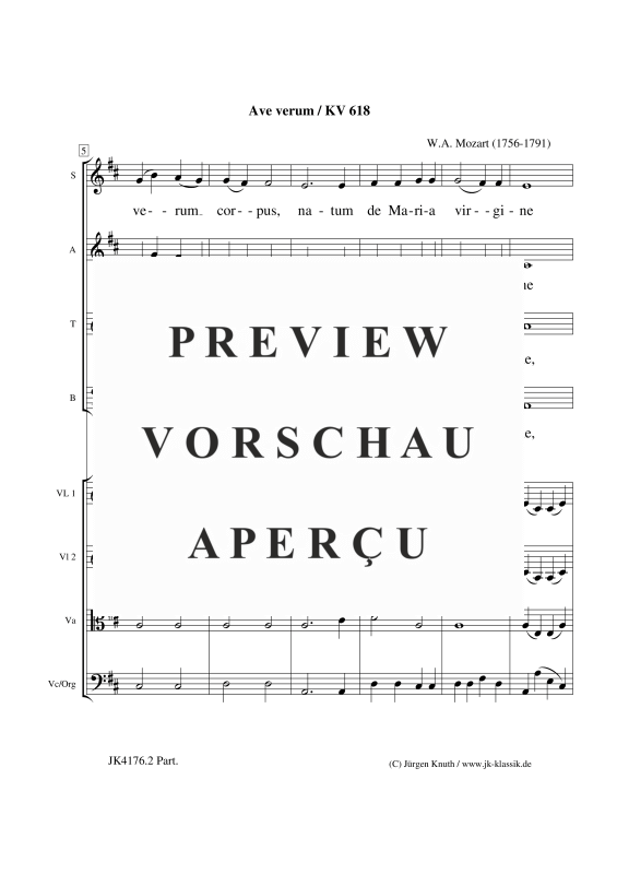 gallery: Ave verum KV 618, , Gemischter Chor, Streicher und Orgel/Klavier