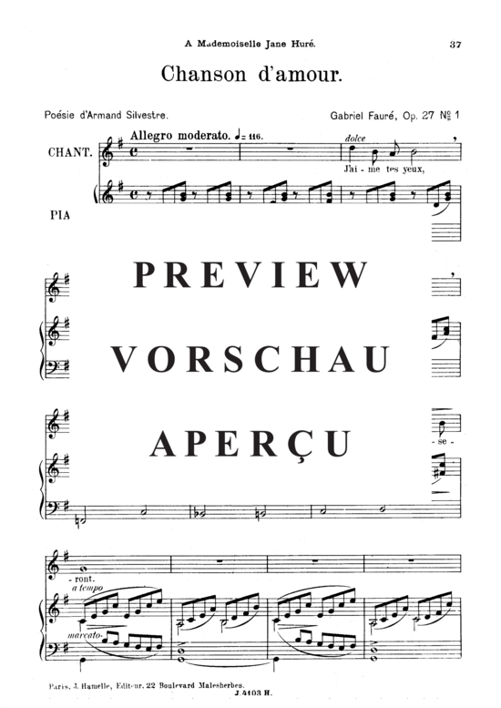 Product gallery: Page 2 of 5 Chanson d'amour Op.27 No.1, , High Voice and Piano