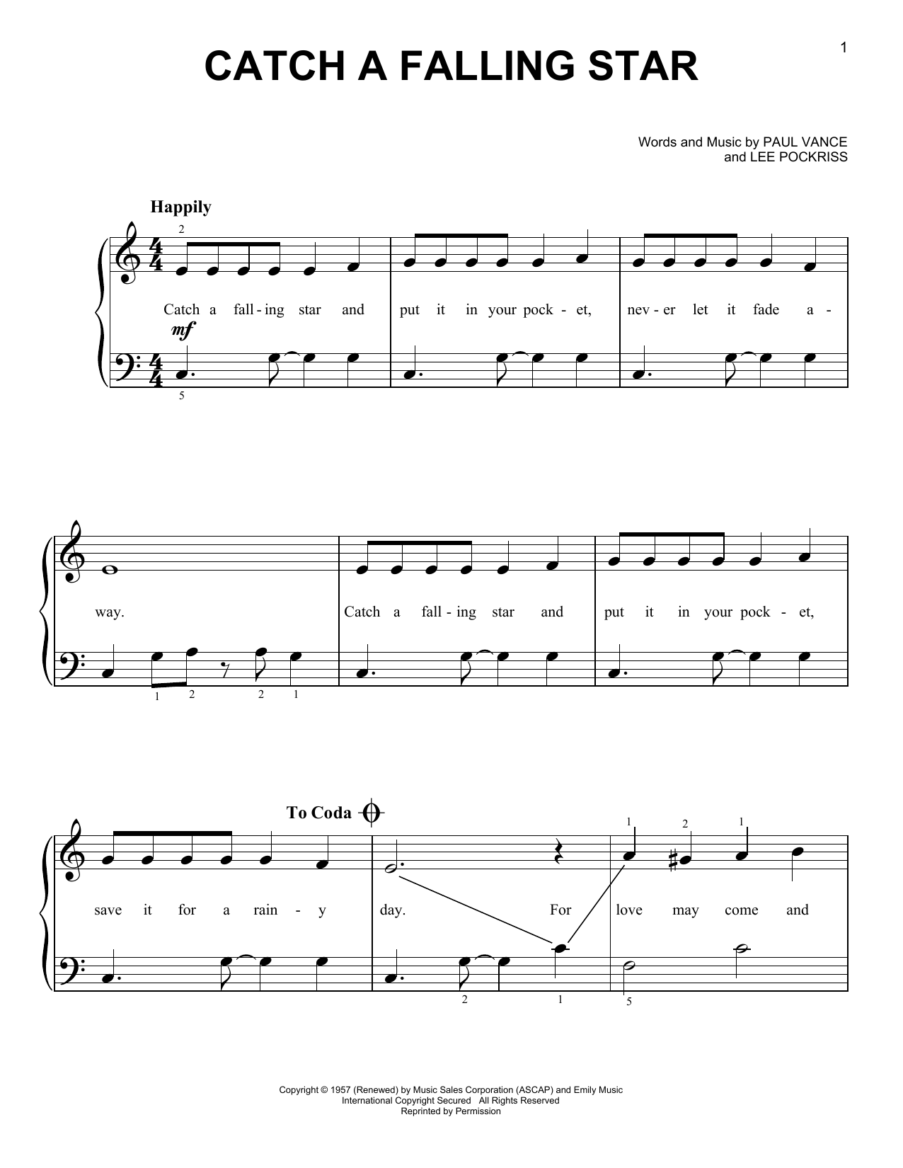 Produktgalerie: Seite 1 von 1 Catch A Falling Star, Perry Como, Klavier