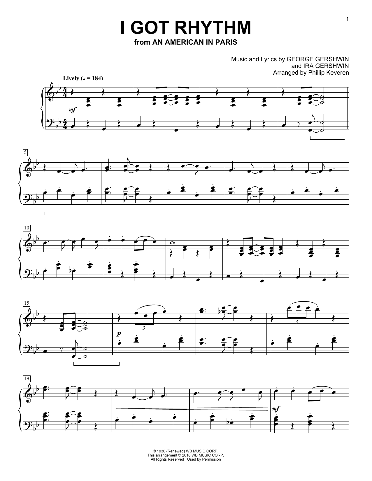 Product picture to: I Got Rhythm (arr. Phillip Keveren)