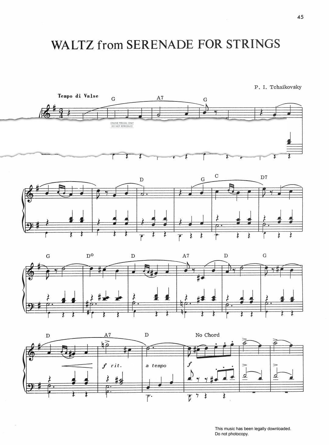 gallery: Waltz (from 'Serenade For Strings'), Pyotr Ilyich Tchaikovsky, Klavier