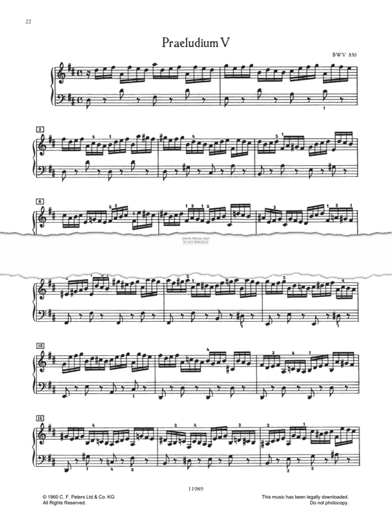 Produktbild zu: Prelude And Fugue No.5 in D major, BWV 850 (from 'The Well-Tempered Klavier Book I')
