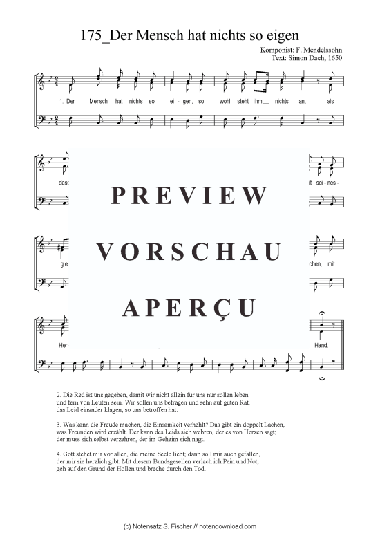 Product picture to: Der Mensch hat nichts so eigen F. Mendelssohn / Simon Dach, 1650