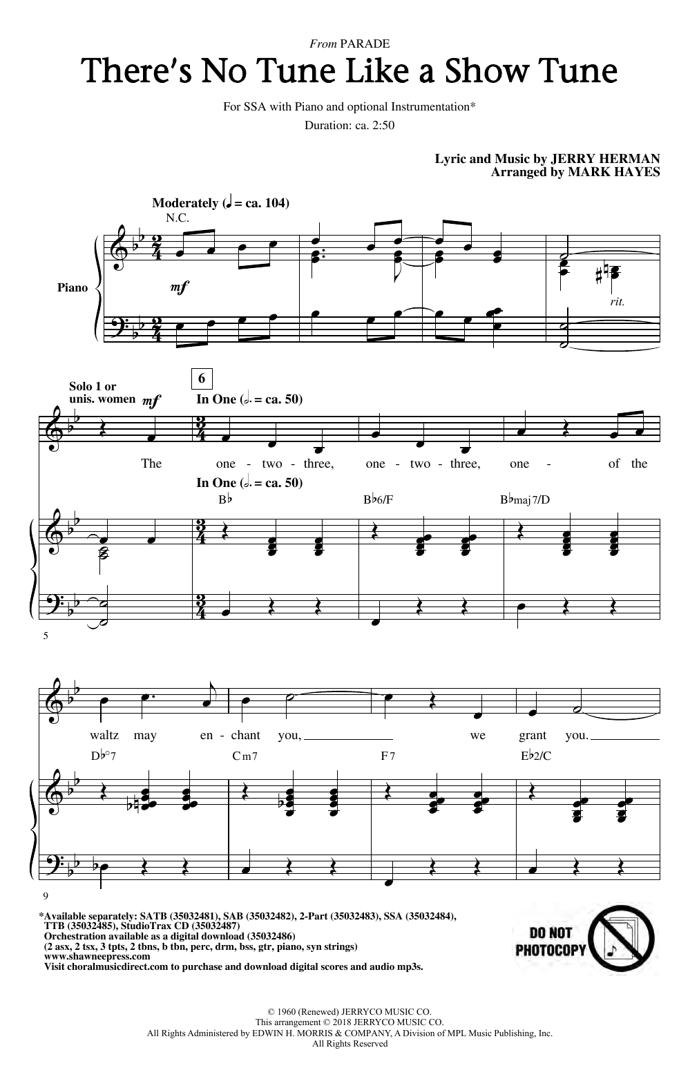 Product gallery: Page 1 of 1 There's No Tune Like A Show Tune (arr. Mark Hayes), Jerry Herman