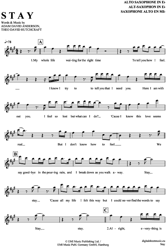 Product gallery: Page 1 of 4 Stay , Hurts, Alto Saxophone