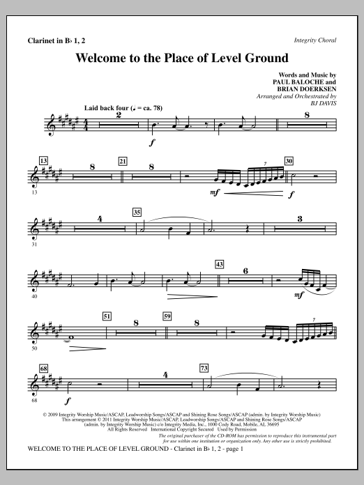 Produktgalerie: Seite 1 von 1 Welcome To The Place Of Level Ground - Clarinet 1 & 2, BJ Davis, Chor