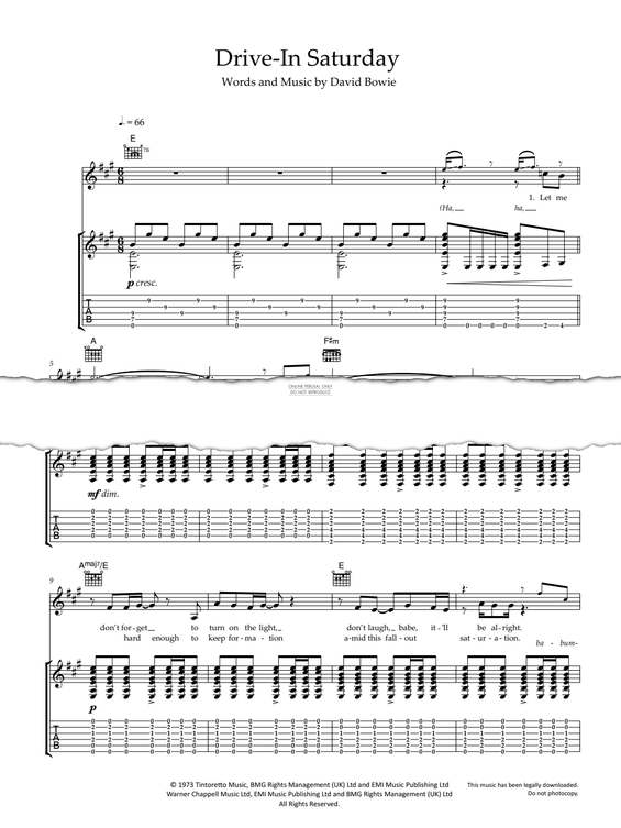 Produktgalerie: Seite 1 von 1 Drive-In Saturday, David Bowie, Gesang, Gitarre