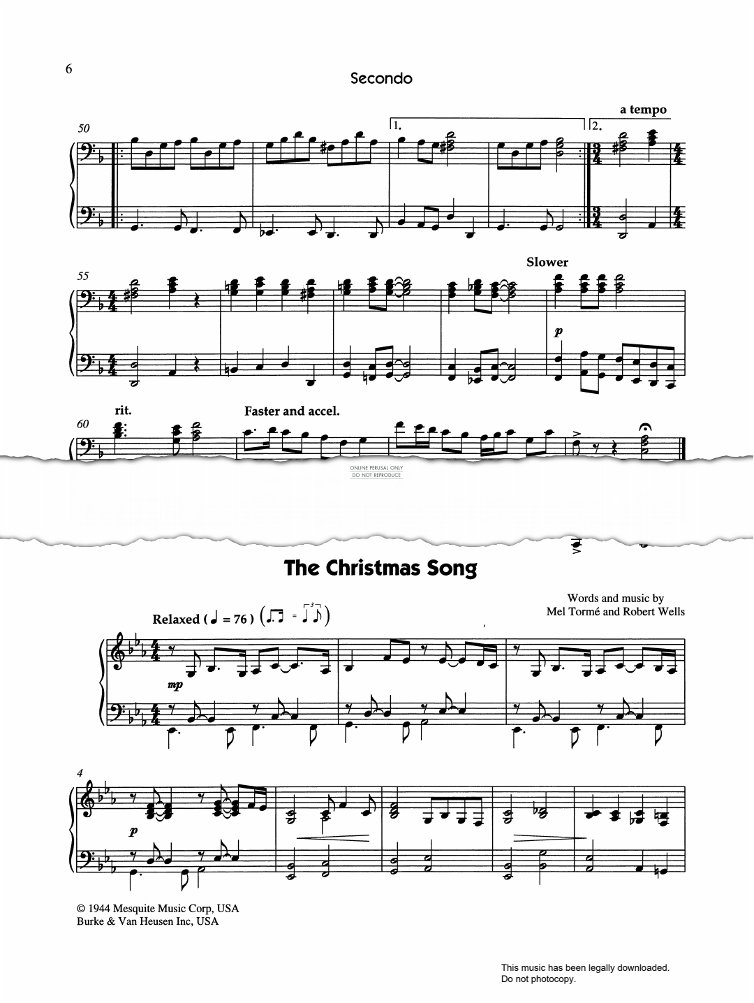 Produktgalerie: Seite 1 von 1 The Christmas Song (Merry Christmas To You) aka Chestnuts Roasting on an Open Fire, Mel Tormé, Klavier