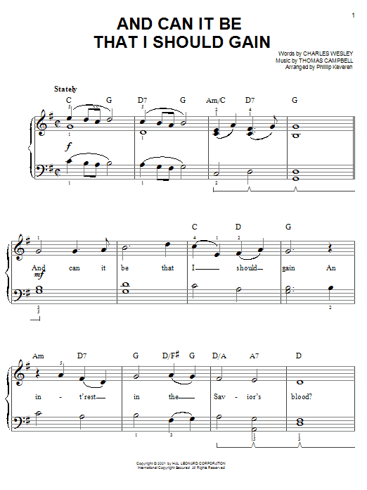 Product picture to: And Can It Be That I Should Gain (arr. Phillip Keveren)