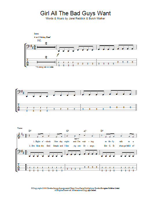 Produktgalerie: Seite 1 von 1 Girl All The Bad Guys Want, Bowling For Soup, E-Bass