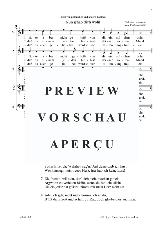 gallery: Nun g´hab dich wohl, , Gemischter Chor 5-stimmig CATQB