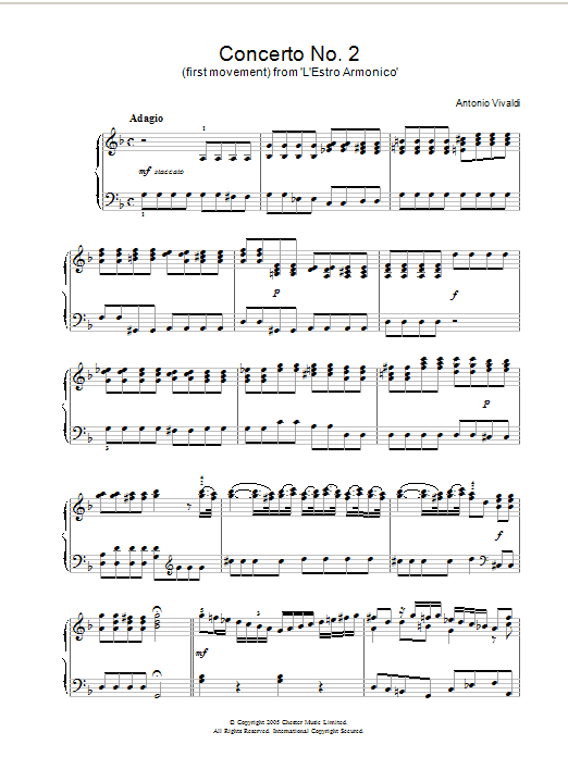 Product picture to: Concerto No.2 (1st Movement: Adagio) from 'L'Estro Armonico' Op.3