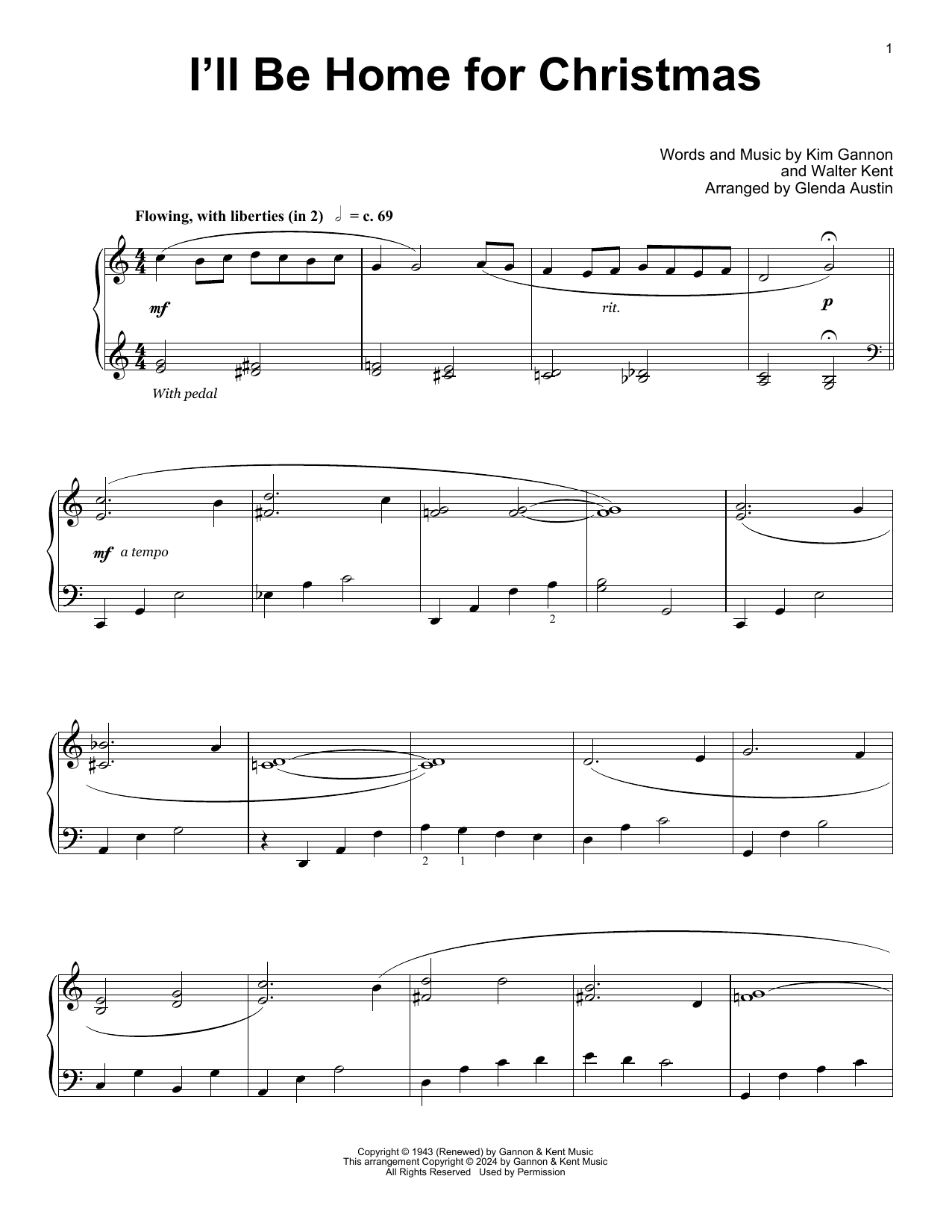 Produktgalerie: Seite 1 von 1 I'll Be Home For Christmas (arr. Glenda Austin), Kim Gannon & Walter Kent, Klavier