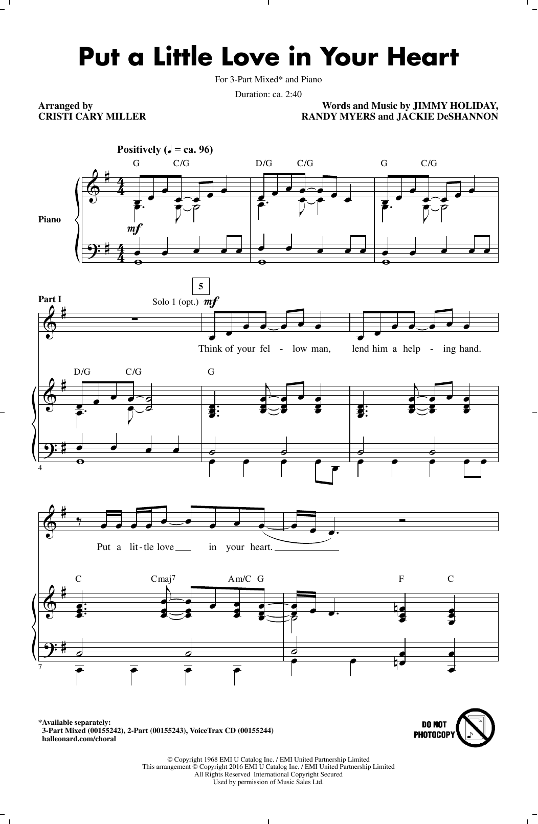 Produktgalerie: Seite 1 von 1 Put A Little Love In Your Heart, Cristi Cary Miller, Chor