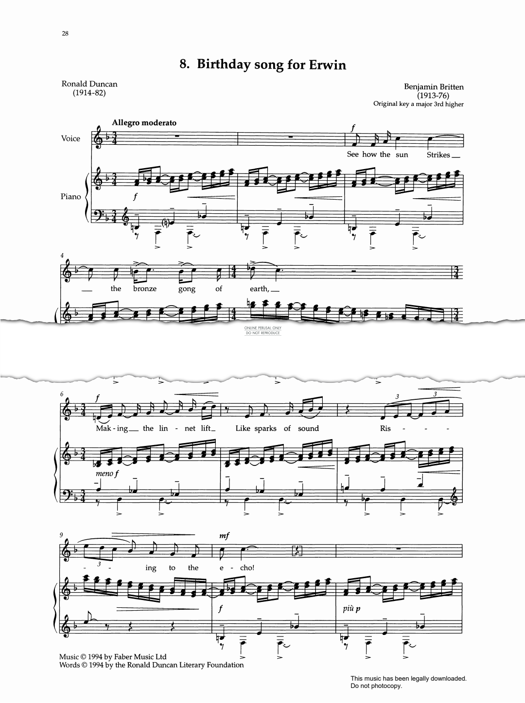 Produktbild zu: Birthday Song For Erwin (from 'The Red Cockatoo & Other Songs')