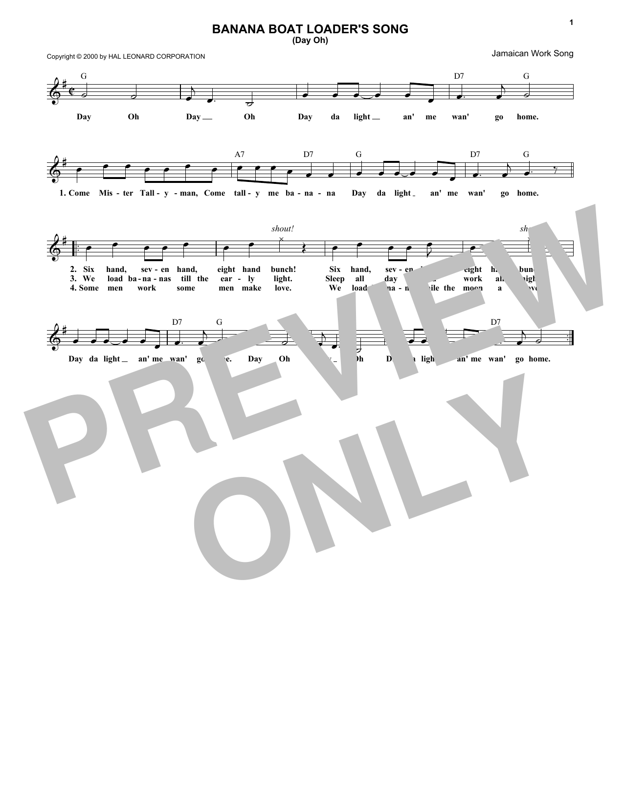 Produktgalerie: Seite 1 von 1 The Banana Boat Song, Jamaican Work Song, Melodieinstrument