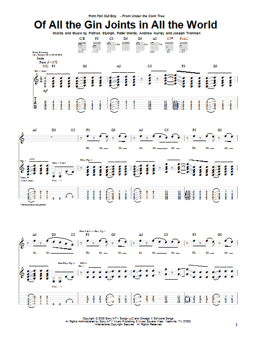Produktgalerie: Seite 1 von 1 Of All The Gin Joints In All The World, Fall Out Boy, Gitarre