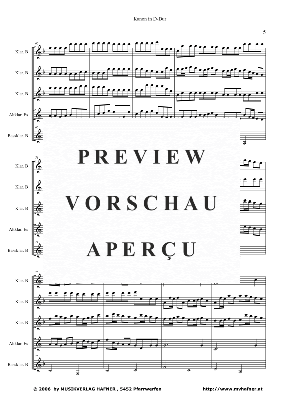 gallery: Kanon in D-Dur, , (Clarinet Quintet)