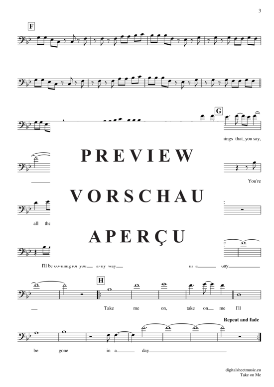 Product gallery: Page 4 of 4 Take on me , A-ha, (Posaune / Bariton)