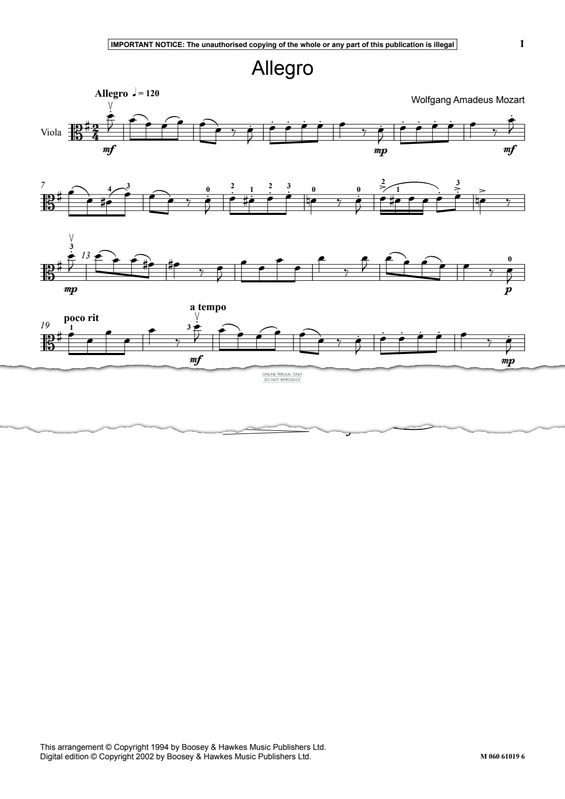 Produktgalerie: Seite 1 von 1 Allegro, Wolfgang Amadeus Mozart, Keyboard, Viola