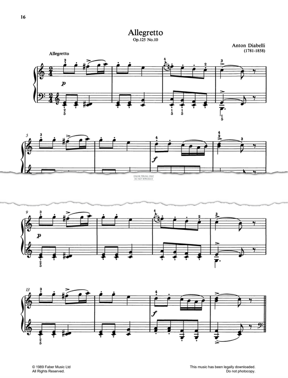 Produktgalerie: Seite 1 von 1 Allegretto Op.125, No.10, Anton Diabelli, Klavier