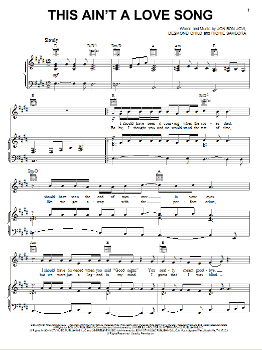 Produktgalerie: Seite 1 von 1 This Ain't A Love Song, Bon Jovi, Gesang, Gitarre, Klavier