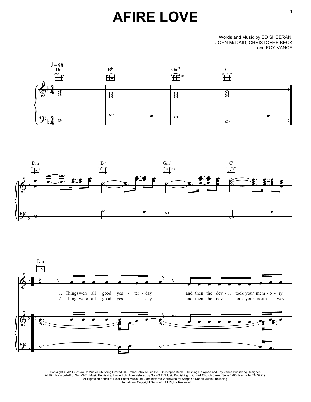 Produktbild zu:  Afire Love - Ed Sheeran